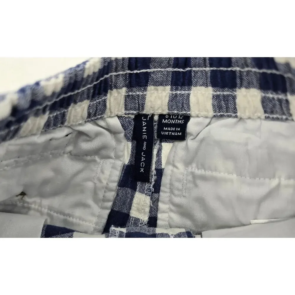 Janie and Jack Baby Boy Navy Gingham Shorts – Size 6-12 Months
